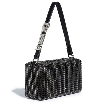 Dalan Mala kvadratna večernja torbica s kristalima, s remenom za crossbody i ručkom