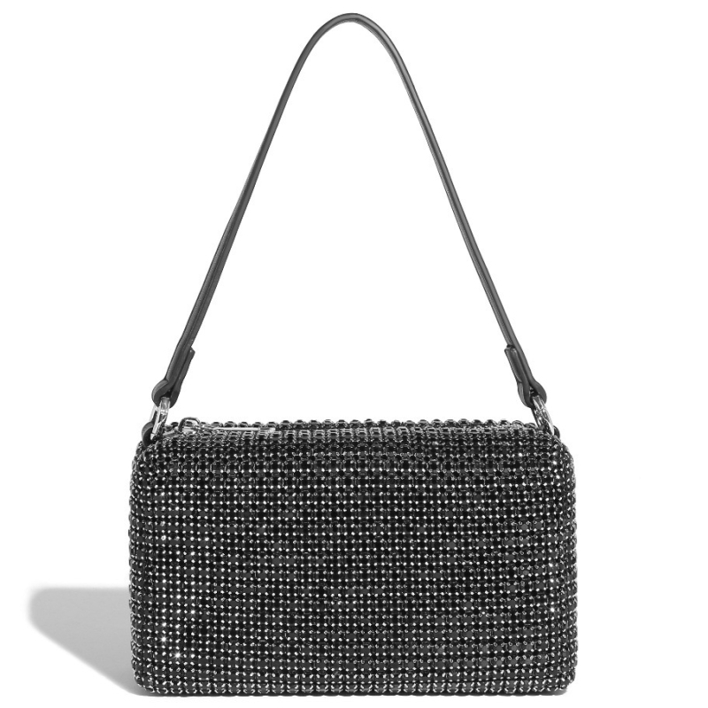Dalan Mala kvadratna večernja torbica s kristalima, s remenom za crossbody i ručkom