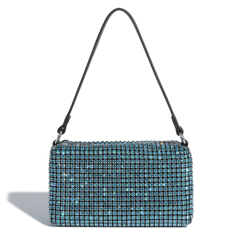 Dalan Mala kvadratna večernja torbica s kristalima, s remenom za crossbody i ručkom