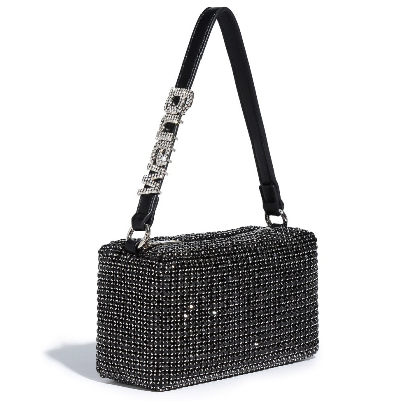 Dalan Mala kvadratna večernja torbica s kristalima, s remenom za crossbody i ručkom