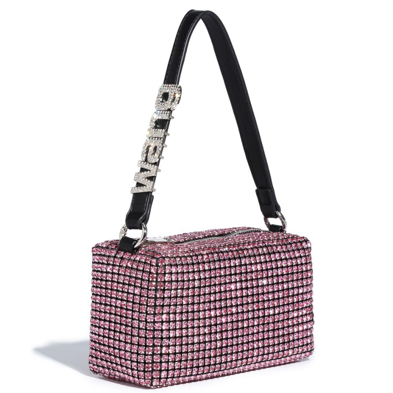 Dalan Mala kvadratna večernja torbica s kristalima, s remenom za crossbody i ručkom