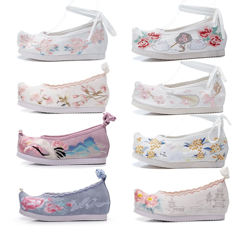 Kokvilnas auduma augšdaļa ar ziedu rakstu, burbuļojoša zole, 3–5 cm vidējā papēža, apaļa purngale