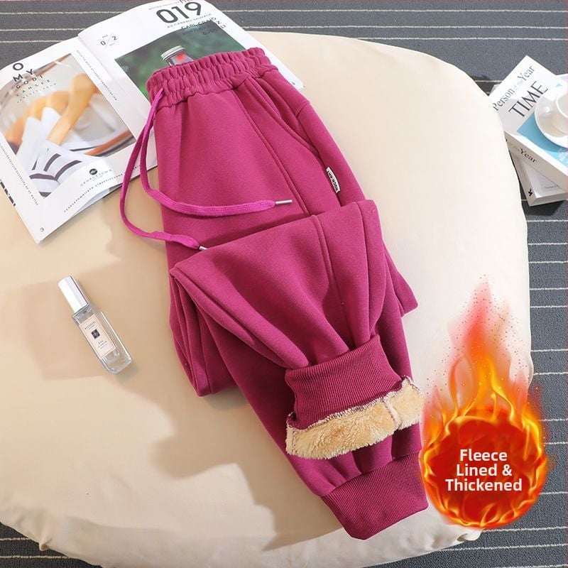 Moterų harėm jogger kelnės su fliso viduje, vilninis audinys, 50–70% vilnos, laisvas kirpimas, žiema 2025