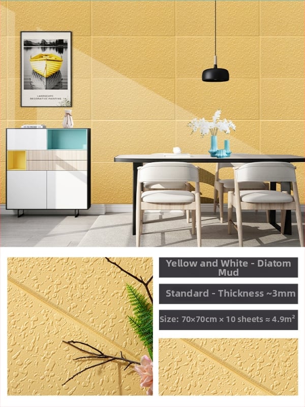 3D lipnus sienos lipdukas svetainei, Nordic stilius, vandeniui atsparus XPE putų