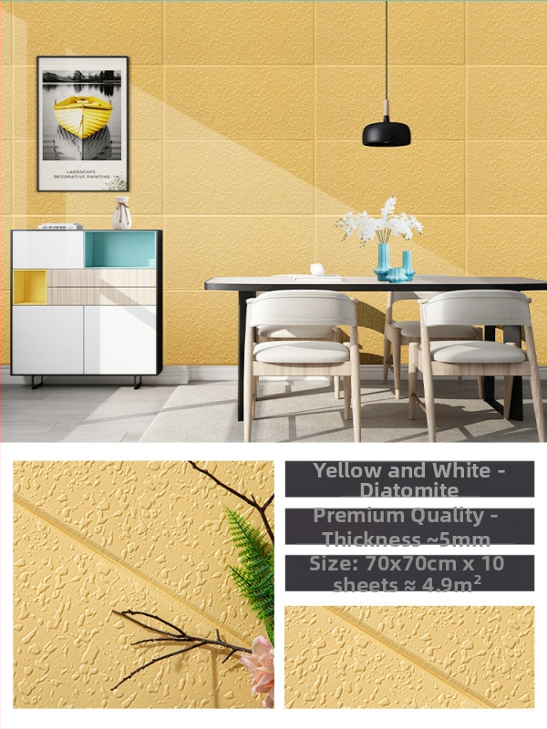 3D lipnus sienos lipdukas svetainei, Nordic stilius, vandeniui atsparus XPE putų