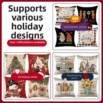 Калъф за възглавница - къс плюш, карикатурен принт, печат, коледен стил