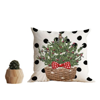 Калъф за възглавница - къс плюш, карикатурен принт, печат, коледен стил