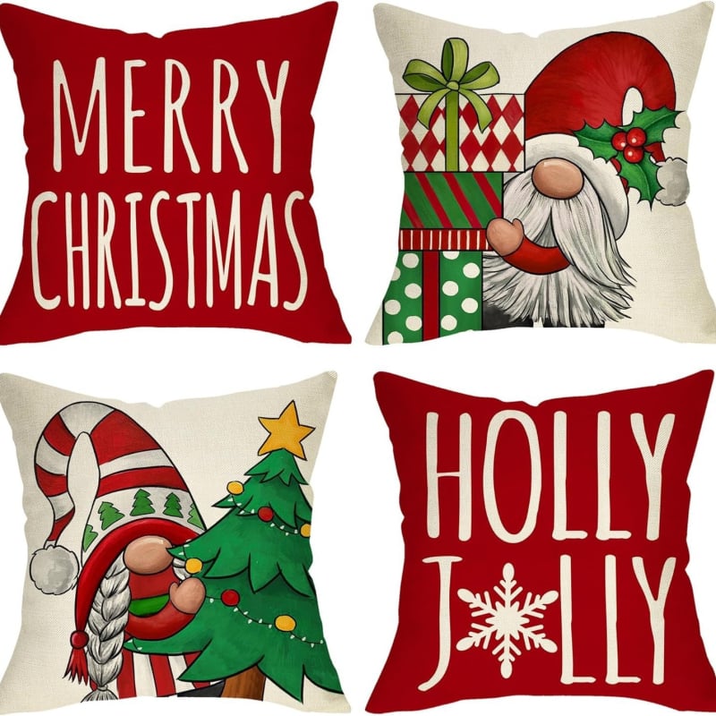 Калъф за възглавница - къс плюш, карикатурен принт, печат, коледен стил