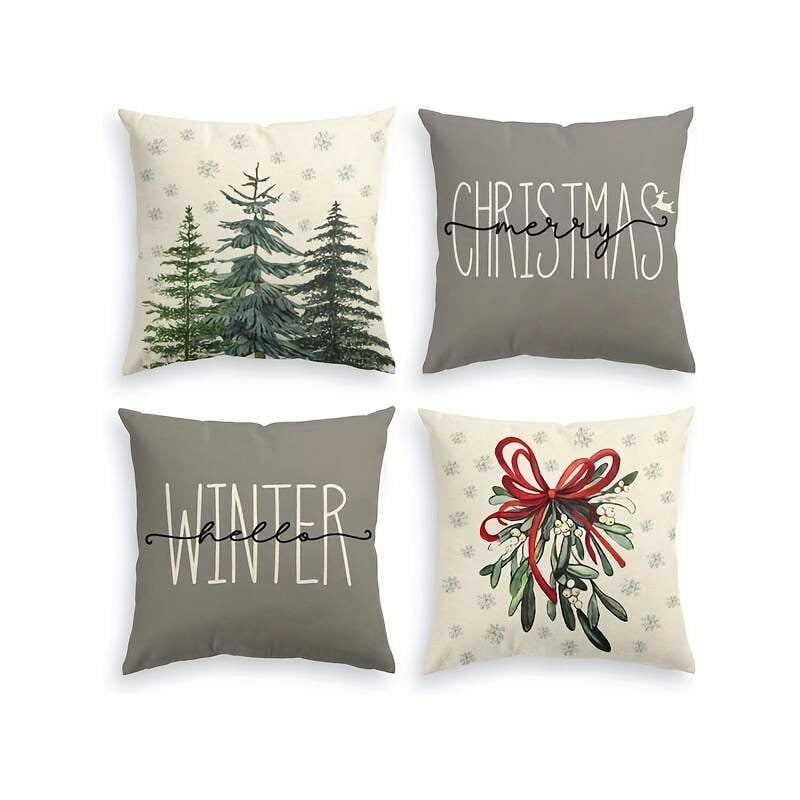 Калъф за възглавница - къс плюш, карикатурен принт, печат, коледен стил