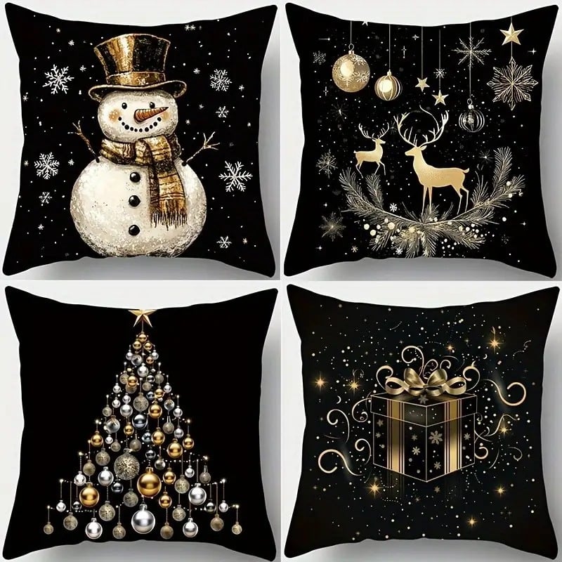 Калъф за възглавница - къс плюш, карикатурен принт, печат, коледен стил