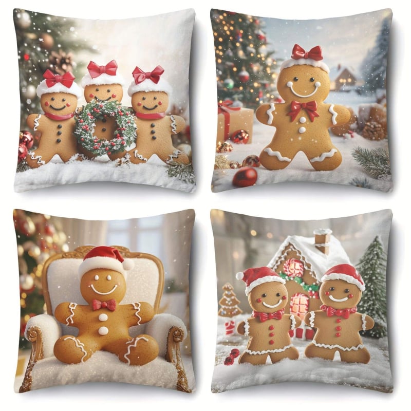 Калъф за възглавница - къс плюш, карикатурен принт, печат, коледен стил