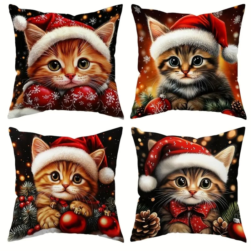 Калъф за възглавница - къс плюш, карикатурен принт, печат, коледен стил