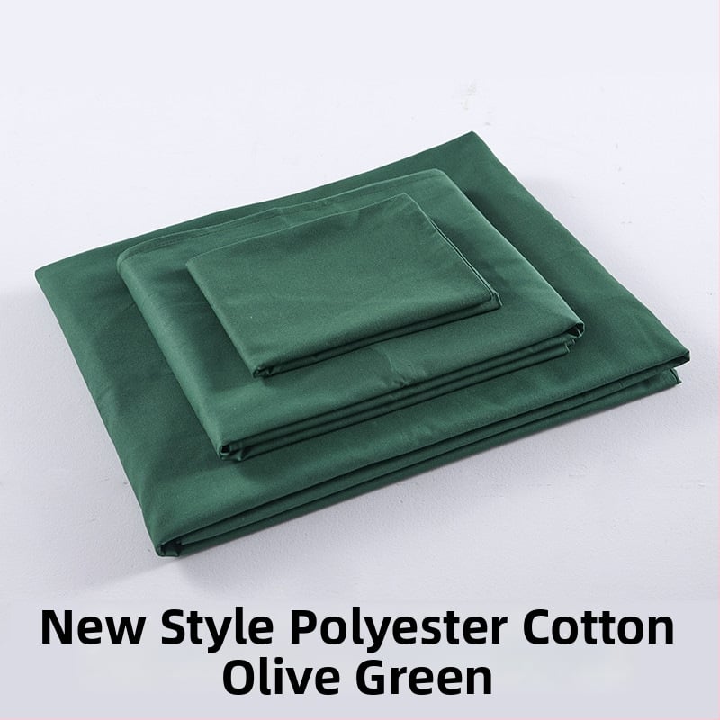 Tryjų dalių patalynės komplektas studentų bendrabutyje, poliesterio–medvilnės audinys, reaktiškai dažyta, twill audimas, vienos spalvos raštas