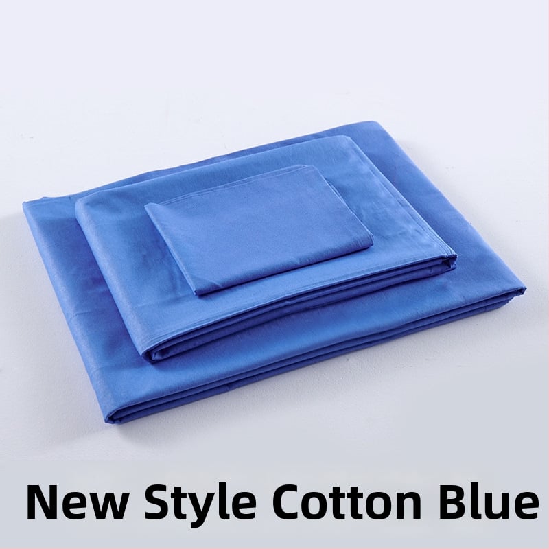 Tryjų dalių patalynės komplektas studentų bendrabutyje, poliesterio–medvilnės audinys, reaktiškai dažyta, twill audimas, vienos spalvos raštas