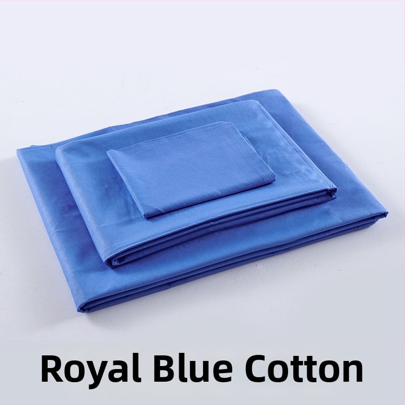 Tryjų dalių patalynės komplektas studentų bendrabutyje, poliesterio–medvilnės audinys, reaktiškai dažyta, twill audimas, vienos spalvos raštas