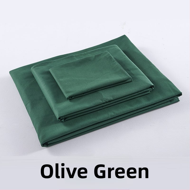 Tryjų dalių patalynės komplektas studentų bendrabutyje, poliesterio–medvilnės audinys, reaktiškai dažyta, twill audimas, vienos spalvos raštas