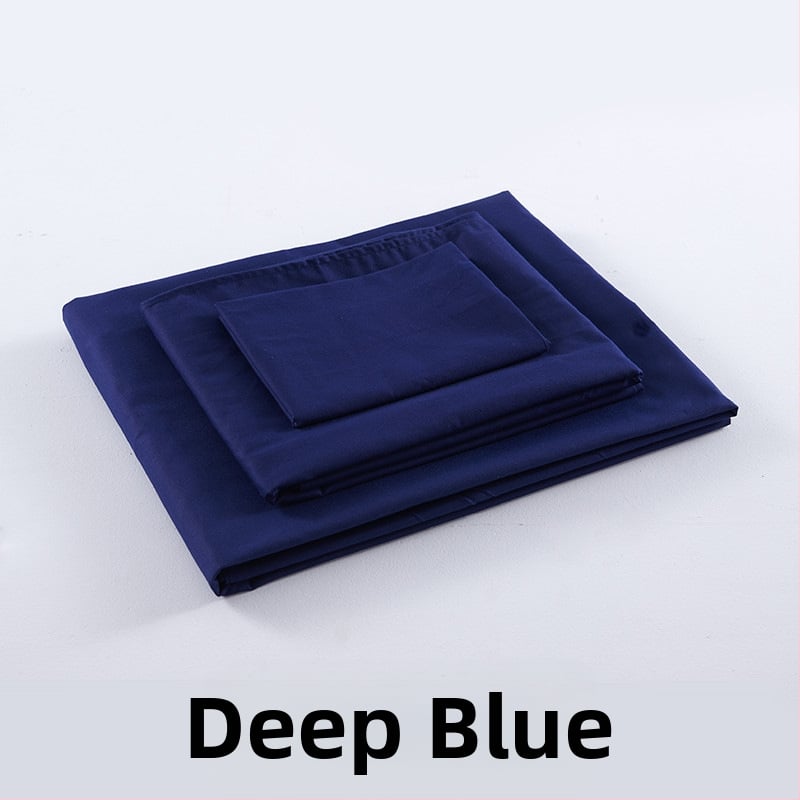 Tryjų dalių patalynės komplektas studentų bendrabutyje, poliesterio–medvilnės audinys, reaktiškai dažyta, twill audimas, vienos spalvos raštas