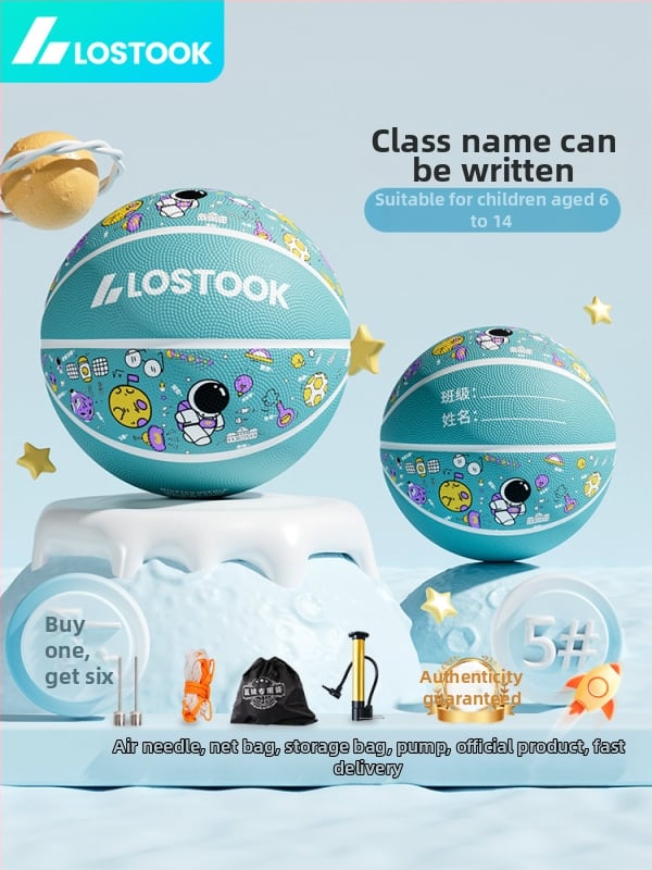 Vaikų guminis krepšinio kamuolys – lauko treniruočių kamuolys krepšiniui ir tinklui