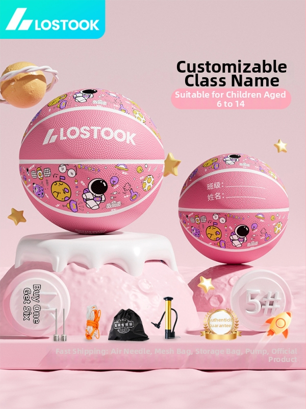 Vaikų guminis krepšinio kamuolys – lauko treniruočių kamuolys krepšiniui ir tinklui