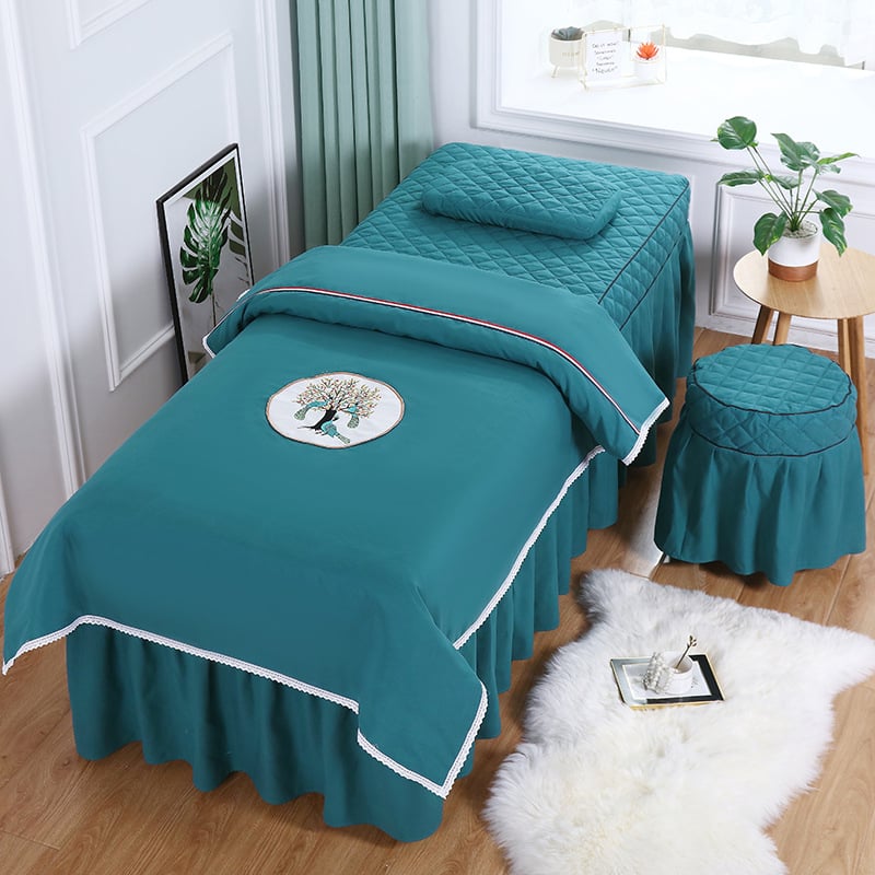 Keturių dalių lovos užtiesalo komplektas, universalus stilius, šilko gėlių audinys, siūlų dažymas, reaktyvus spausdinimas ir dažymas, raštas 69850