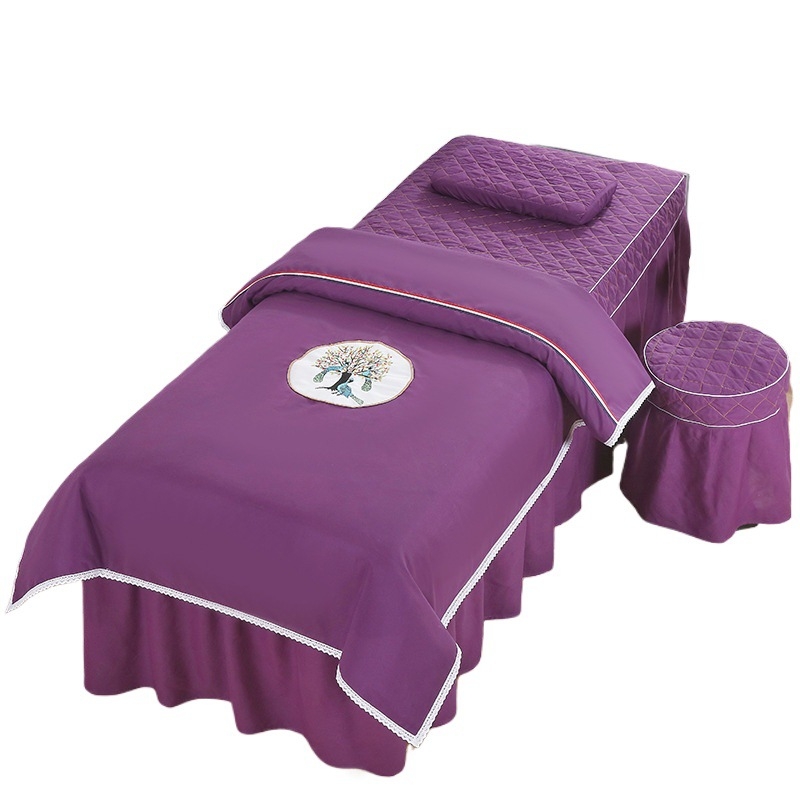 Keturių dalių lovos užtiesalo komplektas, universalus stilius, šilko gėlių audinys, siūlų dažymas, reaktyvus spausdinimas ir dažymas, raštas 69850