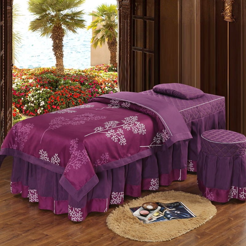 Keturių dalių lovos užtiesalo komplektas, universalus stilius, šilko gėlių audinys, siūlų dažymas, reaktyvus spausdinimas ir dažymas, raštas 69850