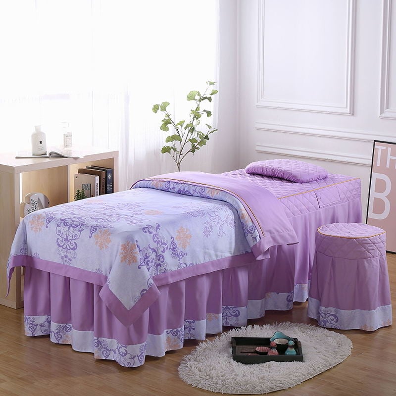 Keturių dalių lovos užtiesalo komplektas, universalus stilius, šilko gėlių audinys, siūlų dažymas, reaktyvus spausdinimas ir dažymas, raštas 69850