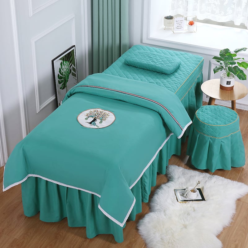 Keturių dalių lovos užtiesalo komplektas, universalus stilius, šilko gėlių audinys, siūlų dažymas, reaktyvus spausdinimas ir dažymas, raštas 69850