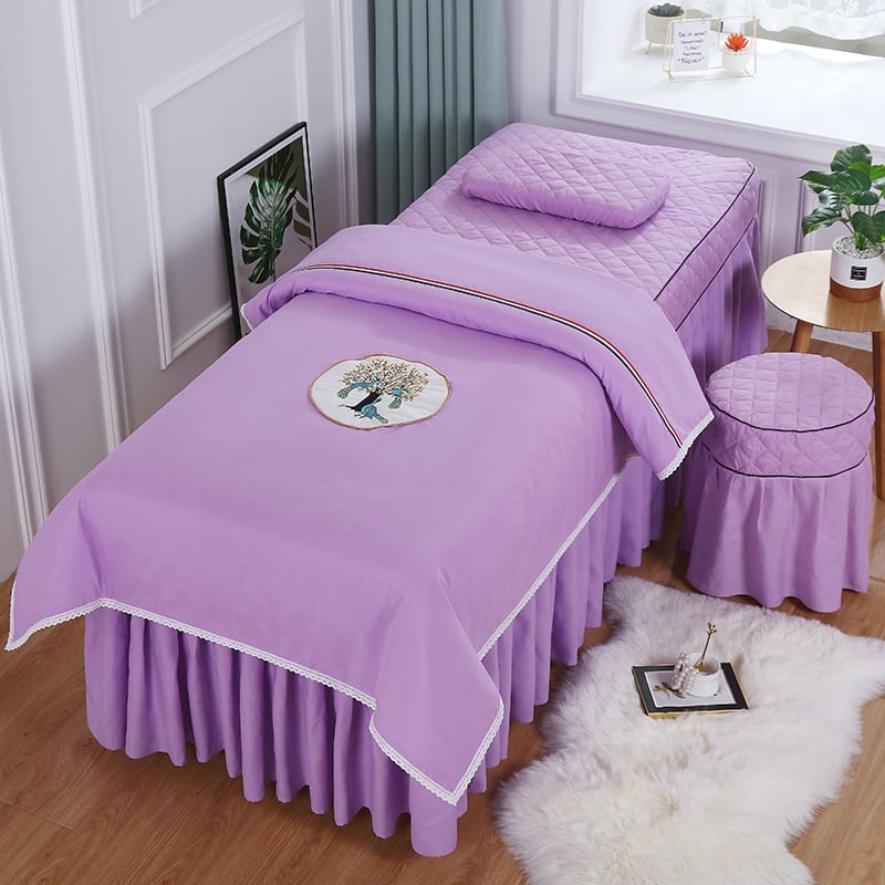 Keturių dalių lovos užtiesalo komplektas, universalus stilius, šilko gėlių audinys, siūlų dažymas, reaktyvus spausdinimas ir dažymas, raštas 69850