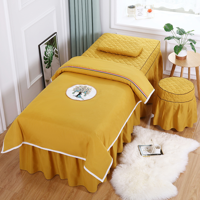 Keturių dalių lovos užtiesalo komplektas, universalus stilius, šilko gėlių audinys, siūlų dažymas, reaktyvus spausdinimas ir dažymas, raštas 69850