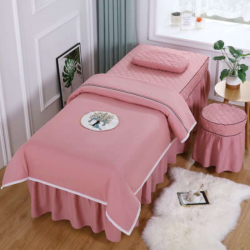 Keturių dalių lovos užtiesalo komplektas, universalus stilius, šilko gėlių audinys, siūlų dažymas, reaktyvus spausdinimas ir dažymas, raštas 69850