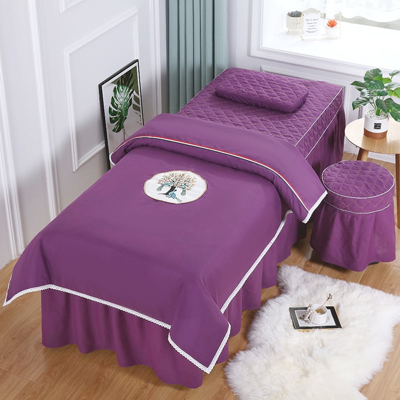 Keturių dalių lovos užtiesalo komplektas, universalus stilius, šilko gėlių audinys, siūlų dažymas, reaktyvus spausdinimas ir dažymas, raštas 69850