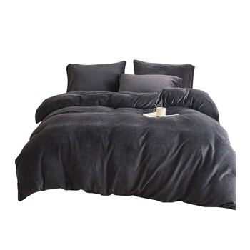 Pieno veliūro keturių dalių antklodės užvalkalų rinkinys, lakštų tipo patalynė, reaktyvinis spaudinimas ir dažymas, vientisas raštas