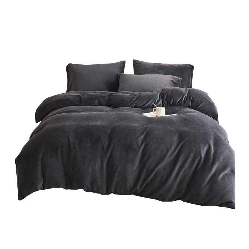 Pieno veliūro keturių dalių antklodės užvalkalų rinkinys, lakštų tipo patalynė, reaktyvinis spaudinimas ir dažymas, vientisas raštas