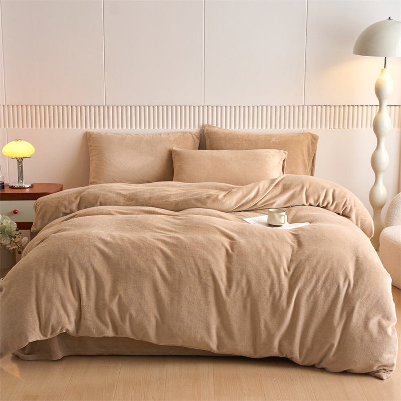 Pieno veliūro keturių dalių antklodės užvalkalų rinkinys, lakštų tipo patalynė, reaktyvinis spaudinimas ir dažymas, vientisas raštas