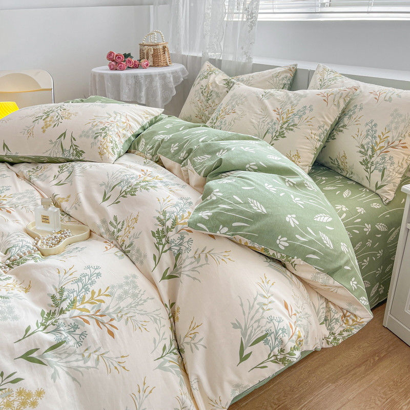 Medvilninis antklodės užvalkalas su dryžiais, animaciniais motyvais ir gėlėmis, paprastas pynimas, reaktyvus dažymas