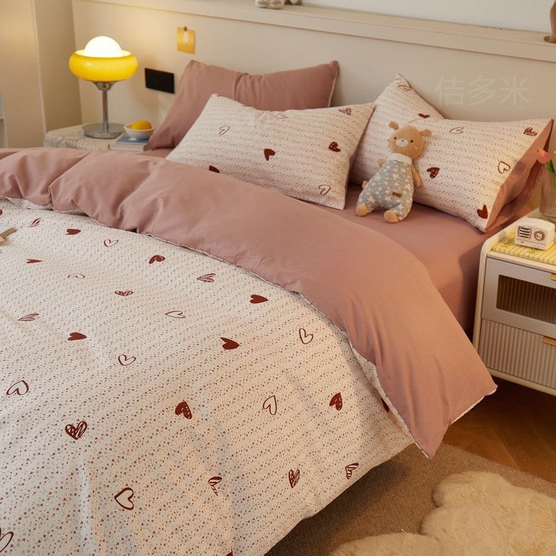 Medvilninis antklodės užvalkalas su dryžiais, animaciniais motyvais ir gėlėmis, paprastas pynimas, reaktyvus dažymas