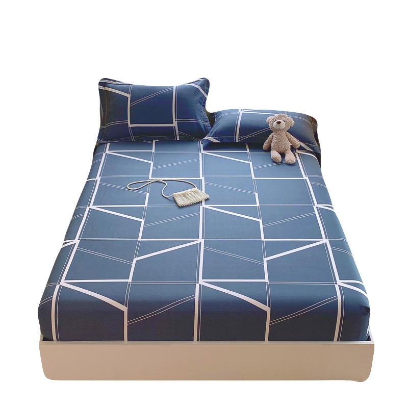 Elastinis patalynės užvalkalas iš 100% medvilnės, geometrinis raštas, reaktinis spausdinimas, GSM 1000–1500, audinio siūlų skaičius 40