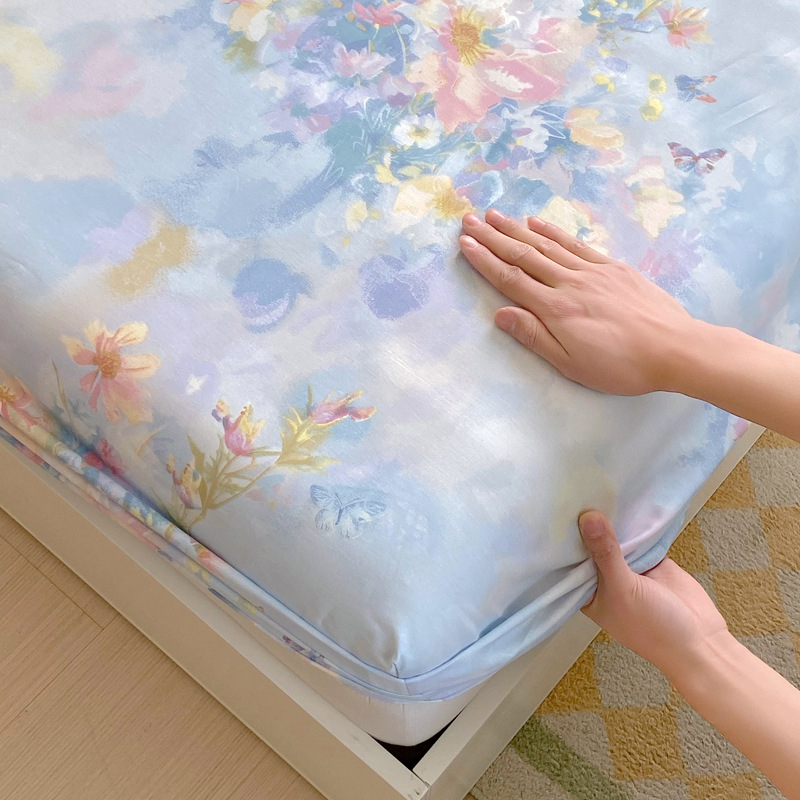 Elastinis patalynės užvalkalas iš 100% medvilnės, geometrinis raštas, reaktinis spausdinimas, GSM 1000–1500, audinio siūlų skaičius 40