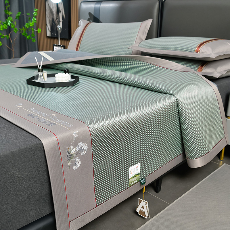 Ledinio šilko ir rotango kilimėlių rinkinys, sulankstomas, siuvinėta audinys, pirmosios kokybės