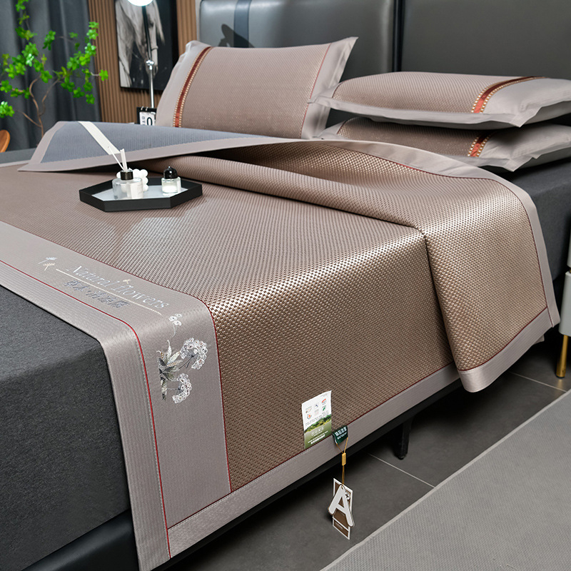 Ledinio šilko ir rotango kilimėlių rinkinys, sulankstomas, siuvinėta audinys, pirmosios kokybės