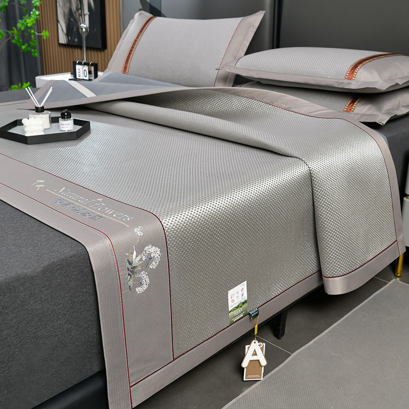 Ledinio šilko ir rotango kilimėlių rinkinys, sulankstomas, siuvinėta audinys, pirmosios kokybės