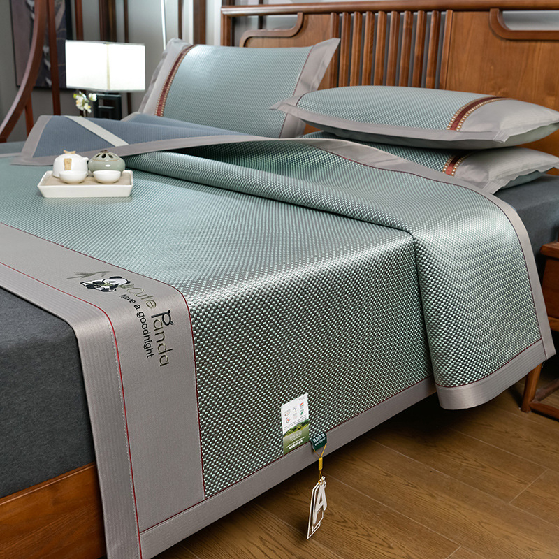 Ledinio šilko ir rotango kilimėlių rinkinys, sulankstomas, siuvinėta audinys, pirmosios kokybės