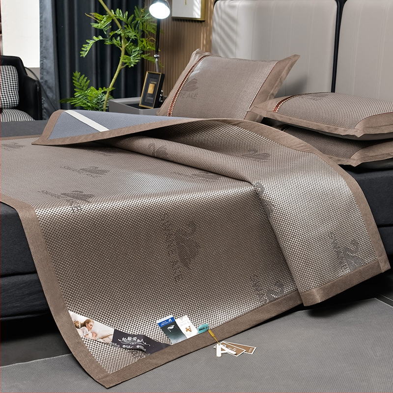 Ledinio šilko ir rotango kilimėlių rinkinys, sulankstomas, siuvinėta audinys, pirmosios kokybės