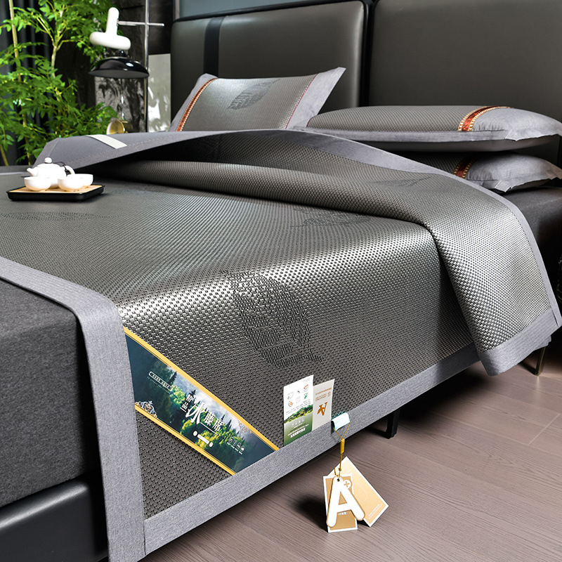 Ledinio šilko ir rotango kilimėlių rinkinys, sulankstomas, siuvinėta audinys, pirmosios kokybės