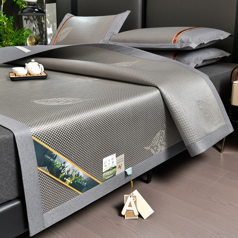 Ledinio šilko ir rotango kilimėlių rinkinys, sulankstomas, siuvinėta audinys, pirmosios kokybės