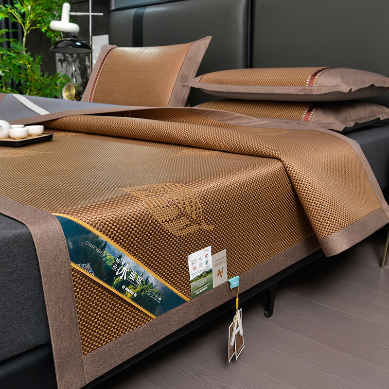 Ledinio šilko ir rotango kilimėlių rinkinys, sulankstomas, siuvinėta audinys, pirmosios kokybės