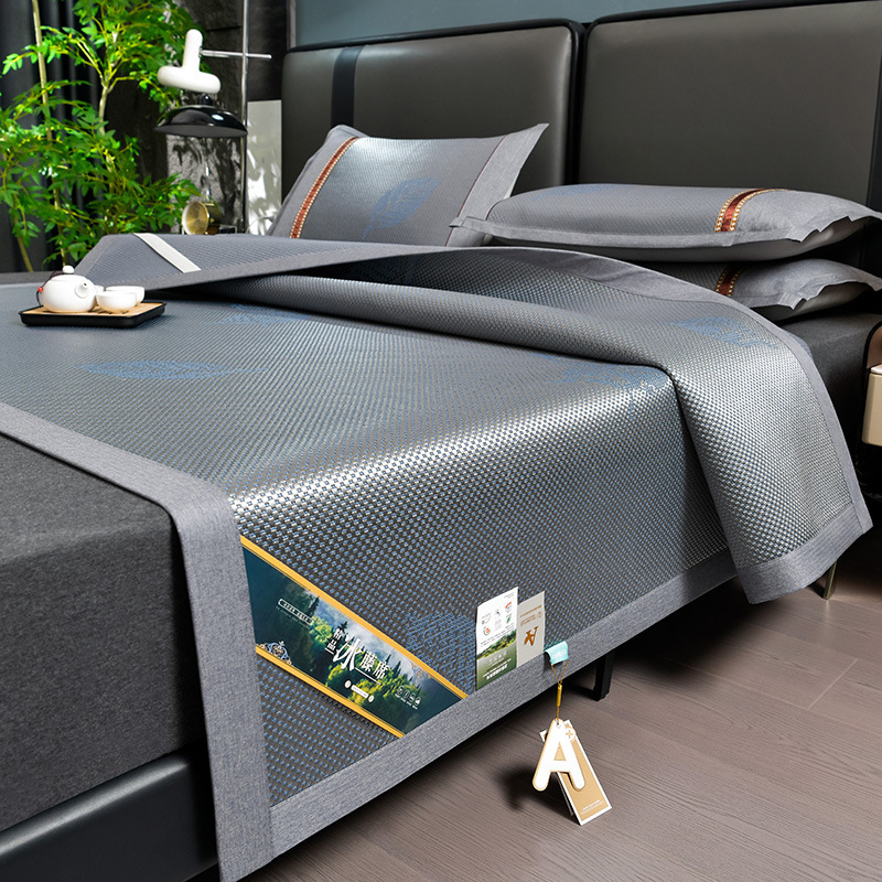 Ledinio šilko ir rotango kilimėlių rinkinys, sulankstomas, siuvinėta audinys, pirmosios kokybės