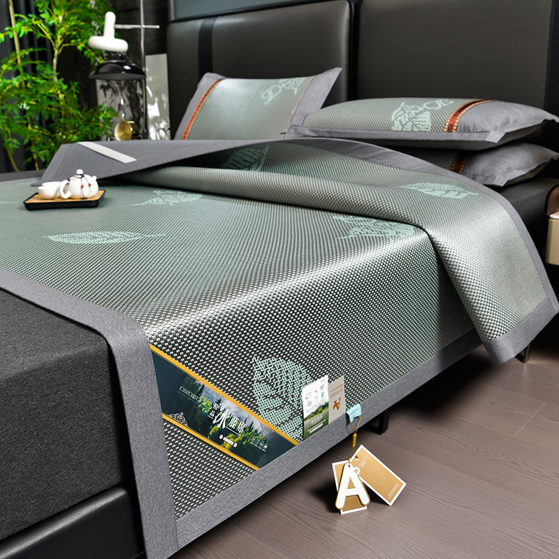 Ledinio šilko ir rotango kilimėlių rinkinys, sulankstomas, siuvinėta audinys, pirmosios kokybės