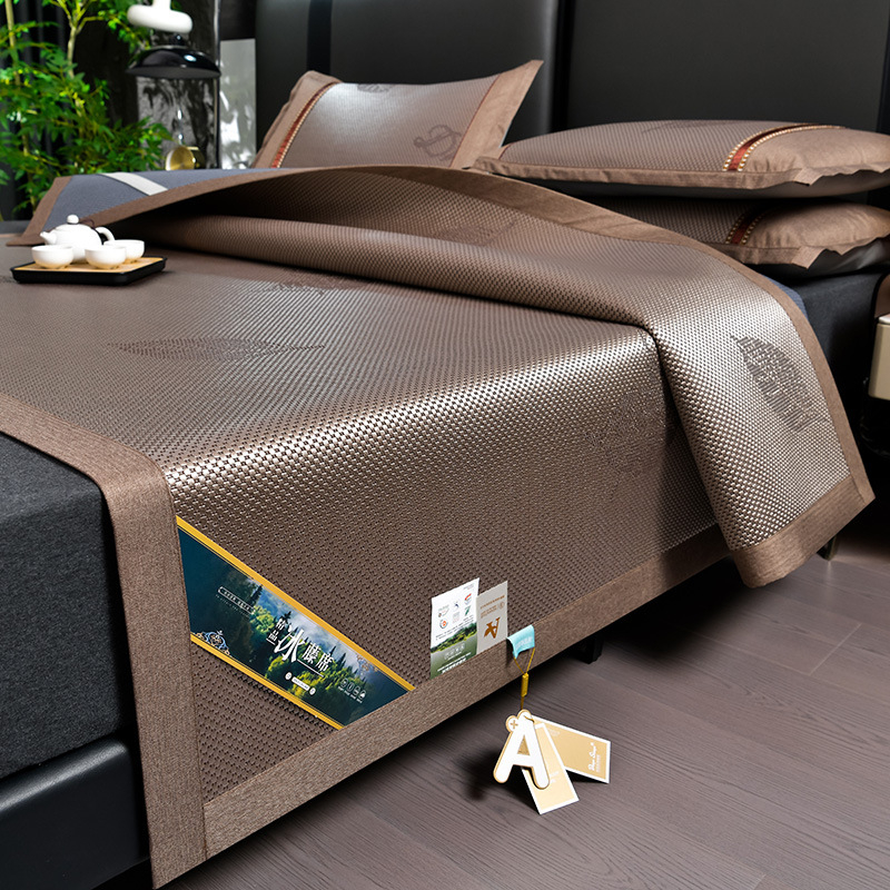 Ledinio šilko ir rotango kilimėlių rinkinys, sulankstomas, siuvinėta audinys, pirmosios kokybės